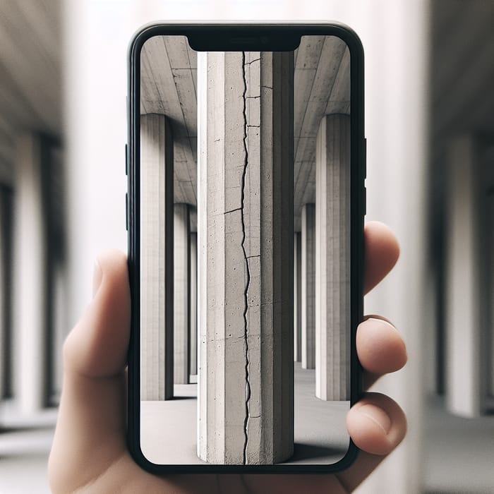 Close-Up of Concrete Column Cracks in One-Story Building