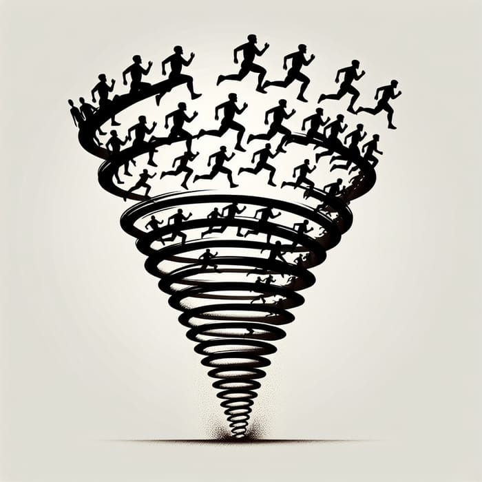 Dynamic Tornado of Running Silhouettes