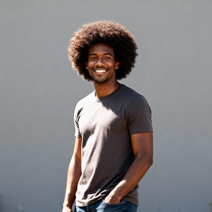 Stylish Black Man with Afro Hairstyle Stylish Black Man with Afro Hairstyle