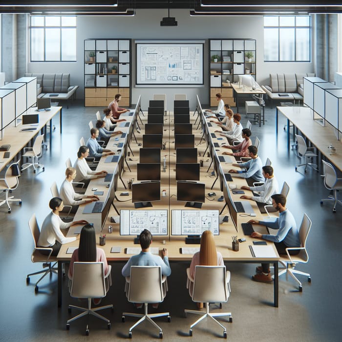 Spacious Workroom for 12 People with Advanced Tech Setup