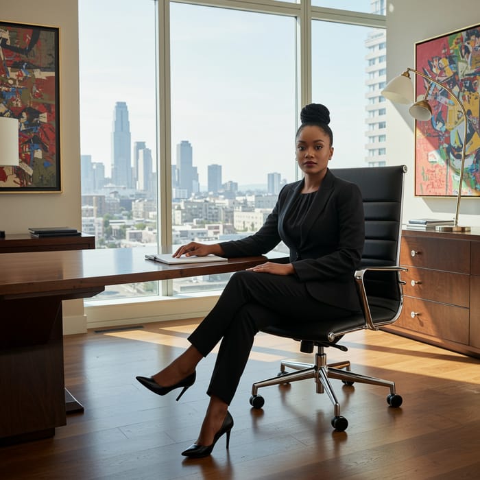 Empowered Black Female CEO in Her Office