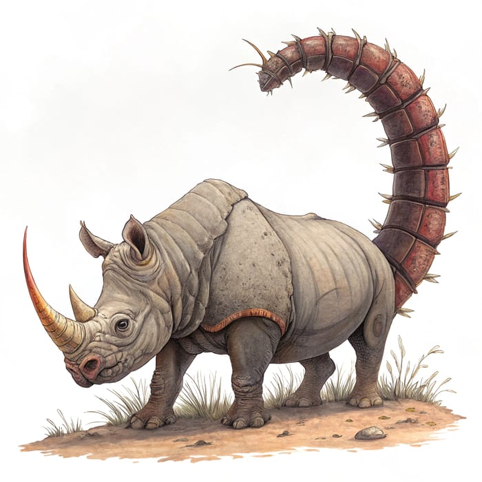 Rhinoceros Mixed with Earthworm