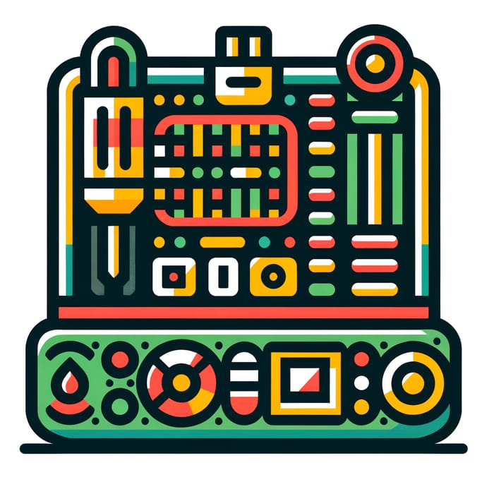 Circuit Board Testing Machine Icon - Green, Red, Yellow