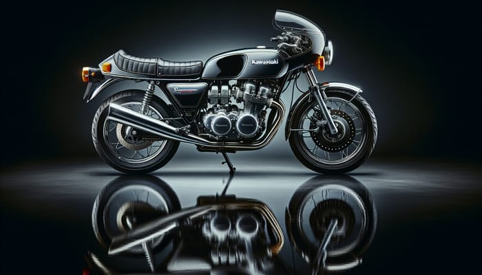 Classic 1970 Kawasaki Z1 Superbike | Vintage Majesty on Black Background