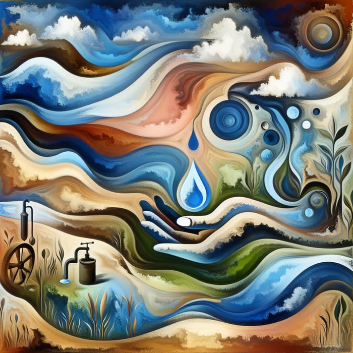 Abstract Water Conservation Art for a Greener Future