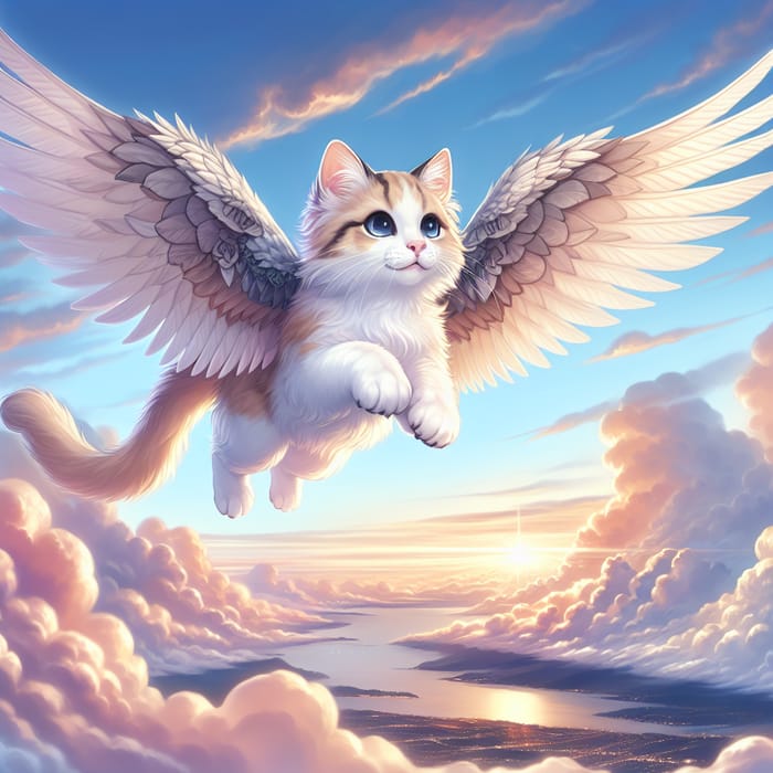 Flying Cat with Wings