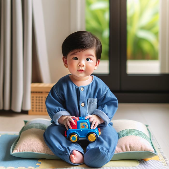 Adorable Light-Skinned Indian Baby Boy in Jumpsuit