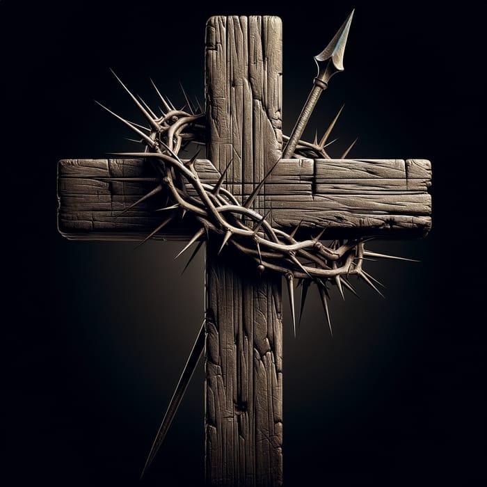 Historical Cross Symbol with Crown of Thorns