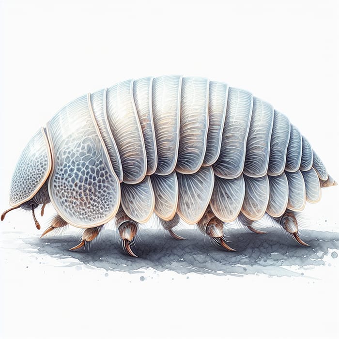 Realistic Armadillidium vulgare Illustration in Watercolor