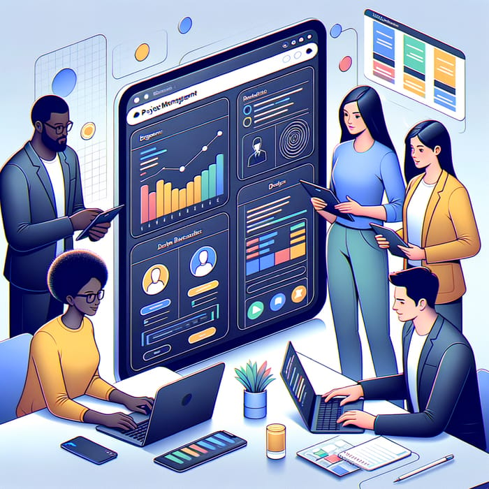 Minimalist Project Management App Design - Diverse Team Collaboration