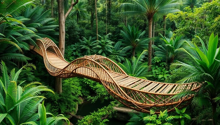 Bamboo Anaconda Bridge in the Amazon Rainforest