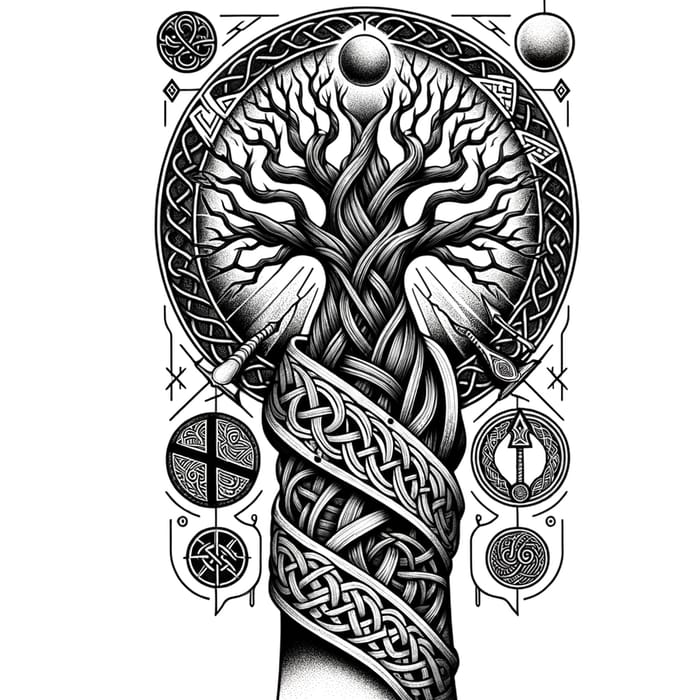 Epic Nordic Tattoo Design for Forearm