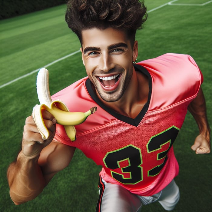 Messi Enjoying a Banana on the Football Field