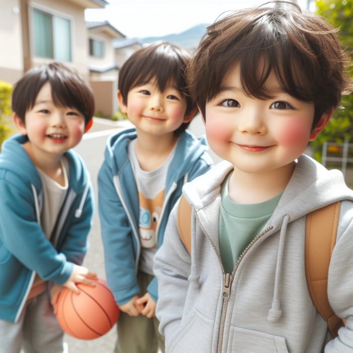 Cute Chubby Boy and Friends in the Neighborhood