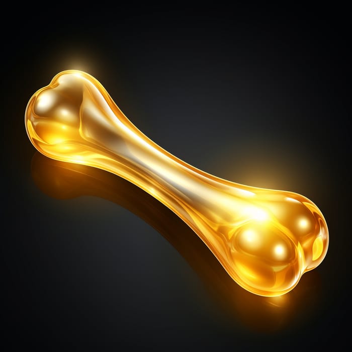 Shiny Golden Dog Bone Cartoon Image