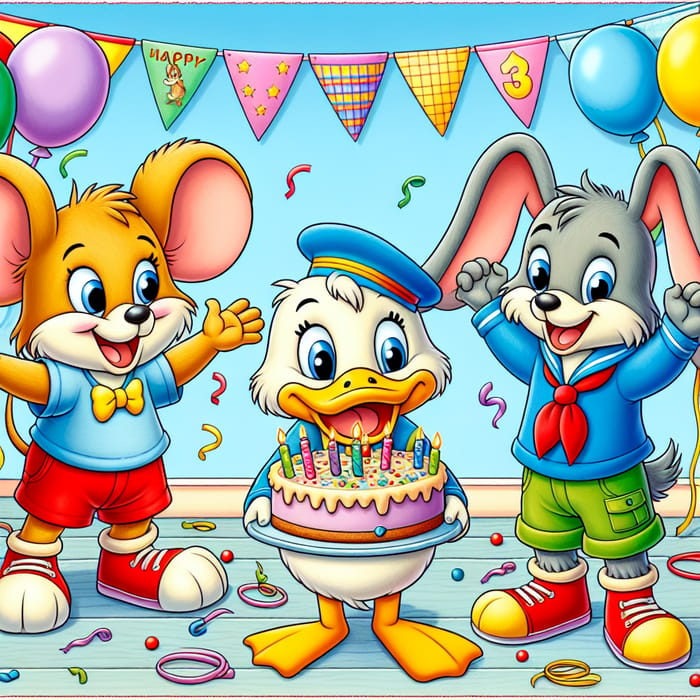 Mickey Mouse Birthday Party with Friends in Horizontal Format