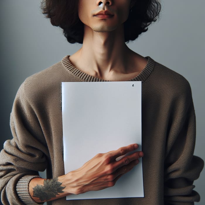 Half-Body Portrait with Person Holding A4 Paper