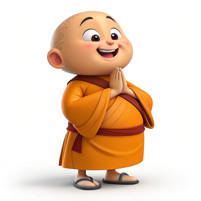 3D Chubby Monk Mascot for Travel Website