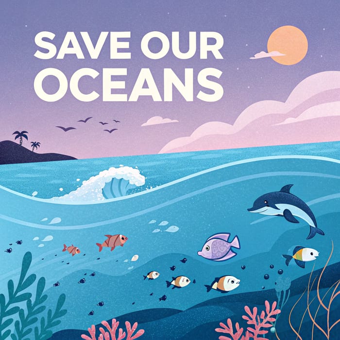 Ocean Awareness Poster - Protect Our Oceans