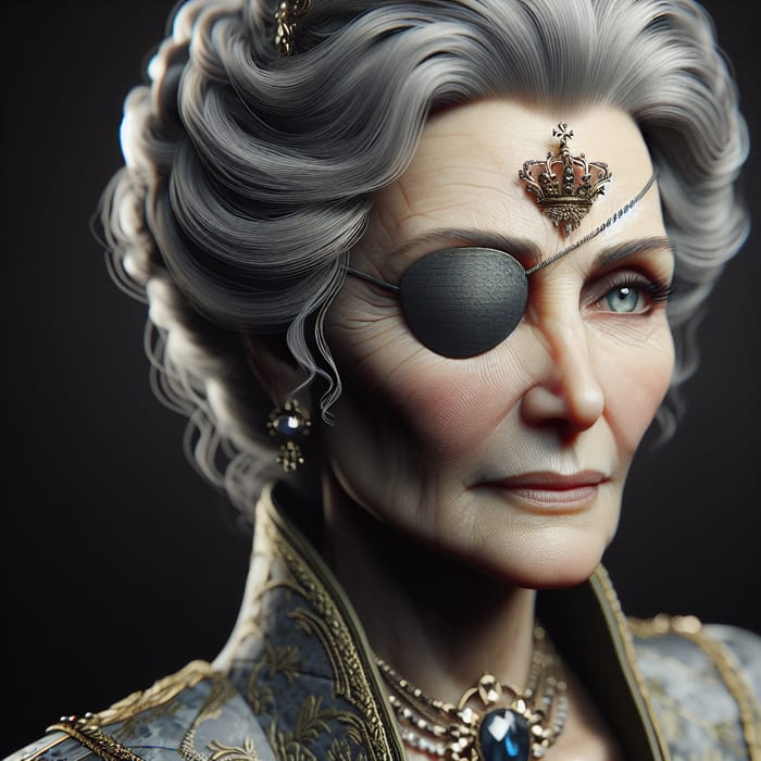 Elegant Princess with Eyepatch: Royal and Graceful Portrait