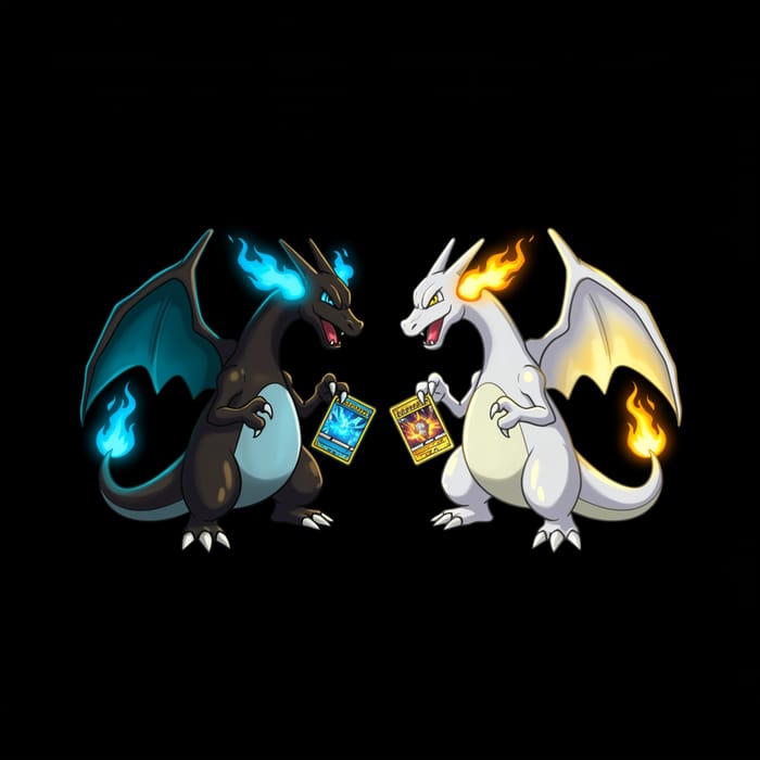 Logo Design with Two Gluraks Holding Pokémon Cards Logo Design with Two Gluraks Holding Pokémon Cards