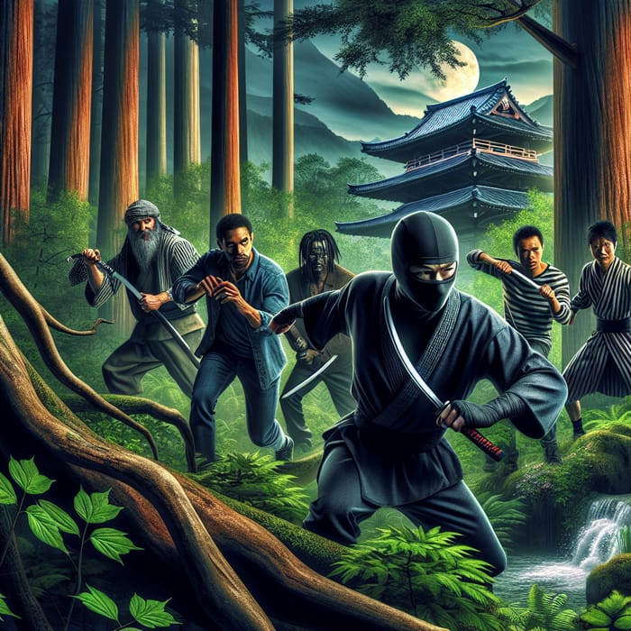 Ninja Stealth Escape from 5 Assassins in Ancient Japan