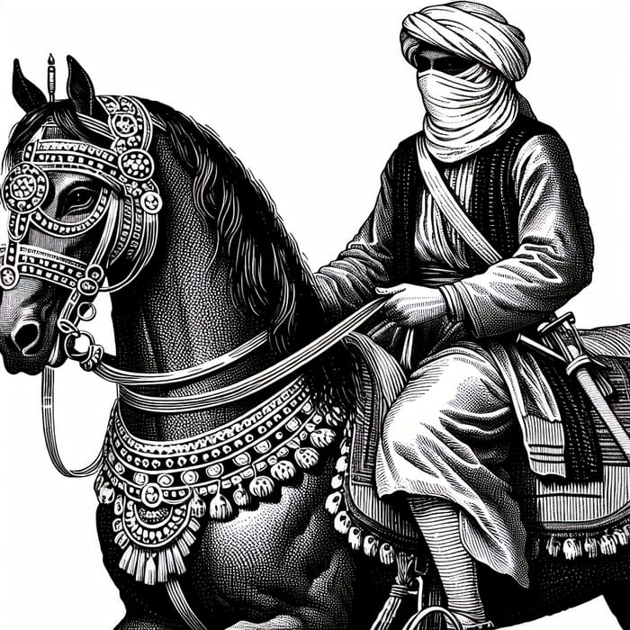 Masked Person Riding Arabian Horse in Pre-Islamic Era