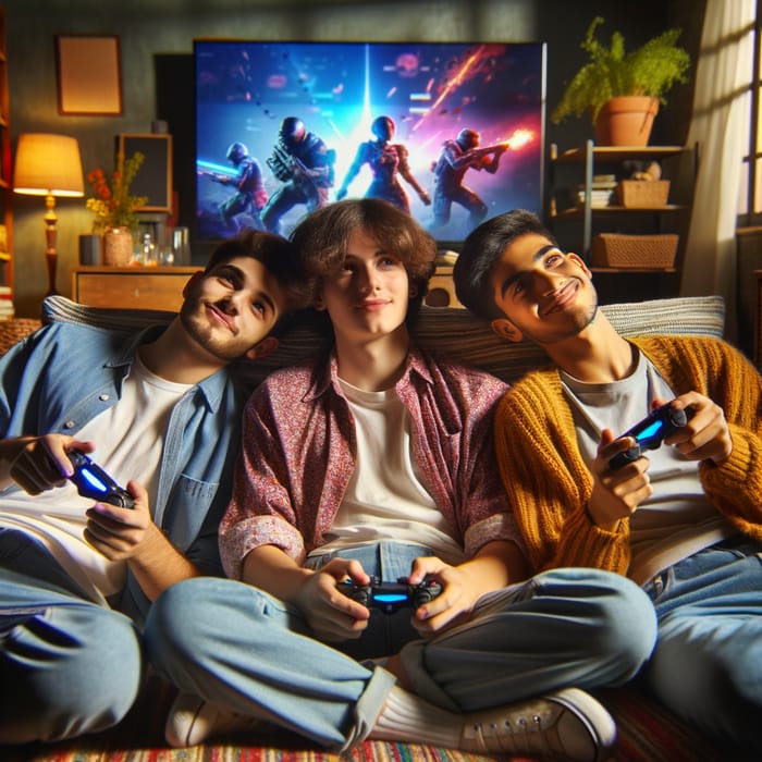 Teens Gaming Together: PS4 Fun at Home