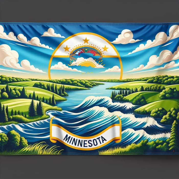 Contemporary Minnesota Flag Redesign Featuring Sky, Land, and Water