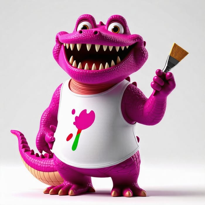 Funny Magenta Alligator Mascot for Print on Demand