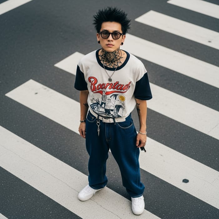 Stylish Overhead Shot on Zebra Crossing Stylish Overhead Shot on Zebra Crossing