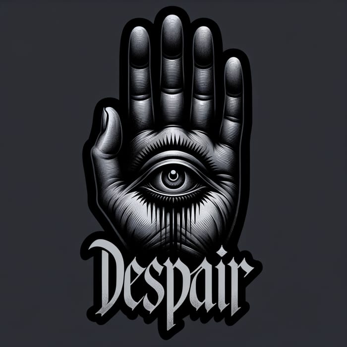 Hopeless Hand Logo Design with Despair Eye and Text