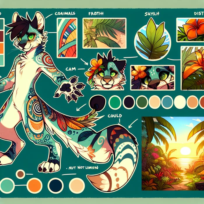 Tropical Fursona Art with Intricate Markings