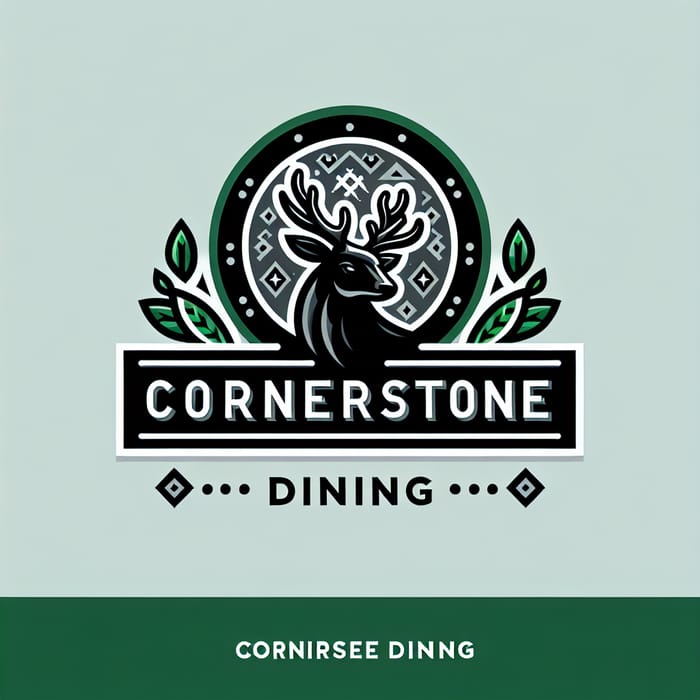 Modern Cornerstone Dining Logo | Black, Green & Silver | Red Deer Polytechnic