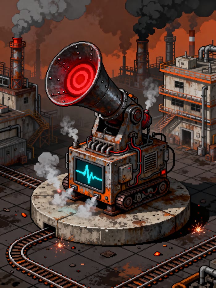 Pixel Art of a Massive Industrial Weapon
