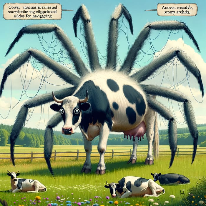 Spidercow: Unique Creature Fusion of Cow and Spider - The Gentle Hybrid