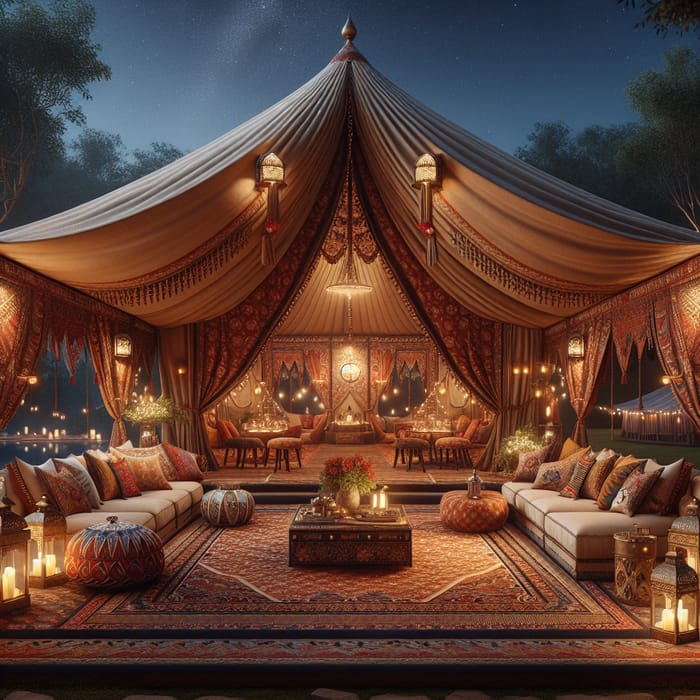 Luxurious Outdoor Tent with Elegant Decor | A Serene Escape into Nature