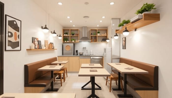 Compact Restaurant Design: Cozy 35 sq ft Space