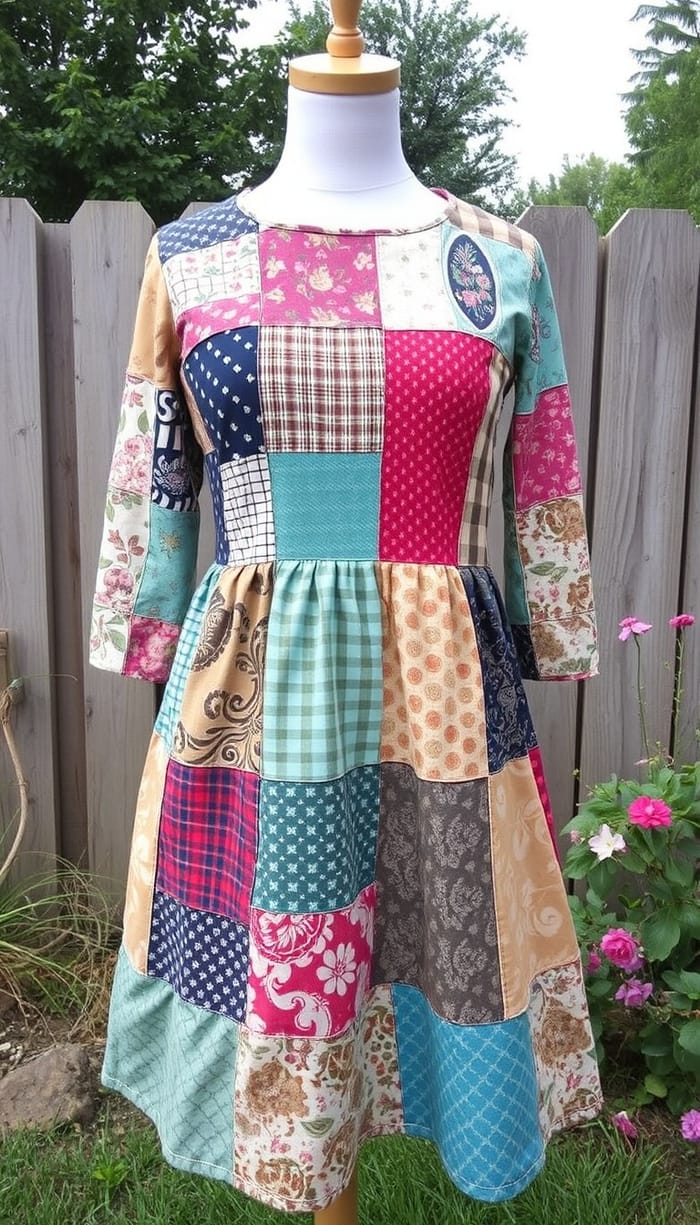 Stunning Patchwork Dress from Fabric Scraps