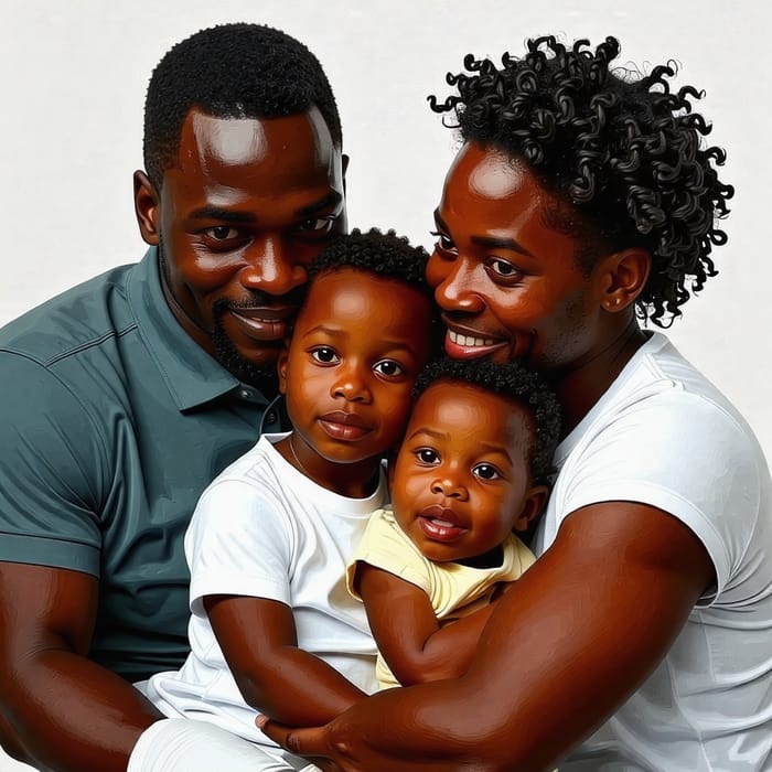 African American Dad with Children: Heartwarming Family Moment