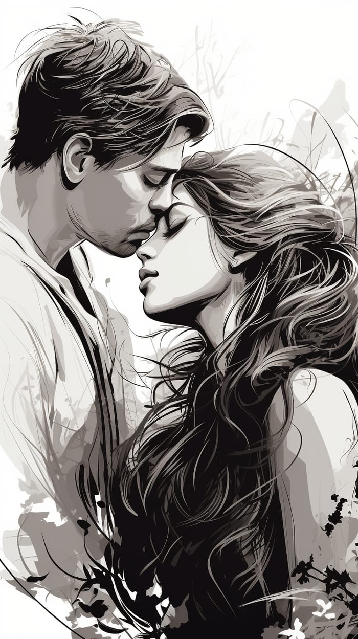 Beautiful Black and White Love Design Illustration