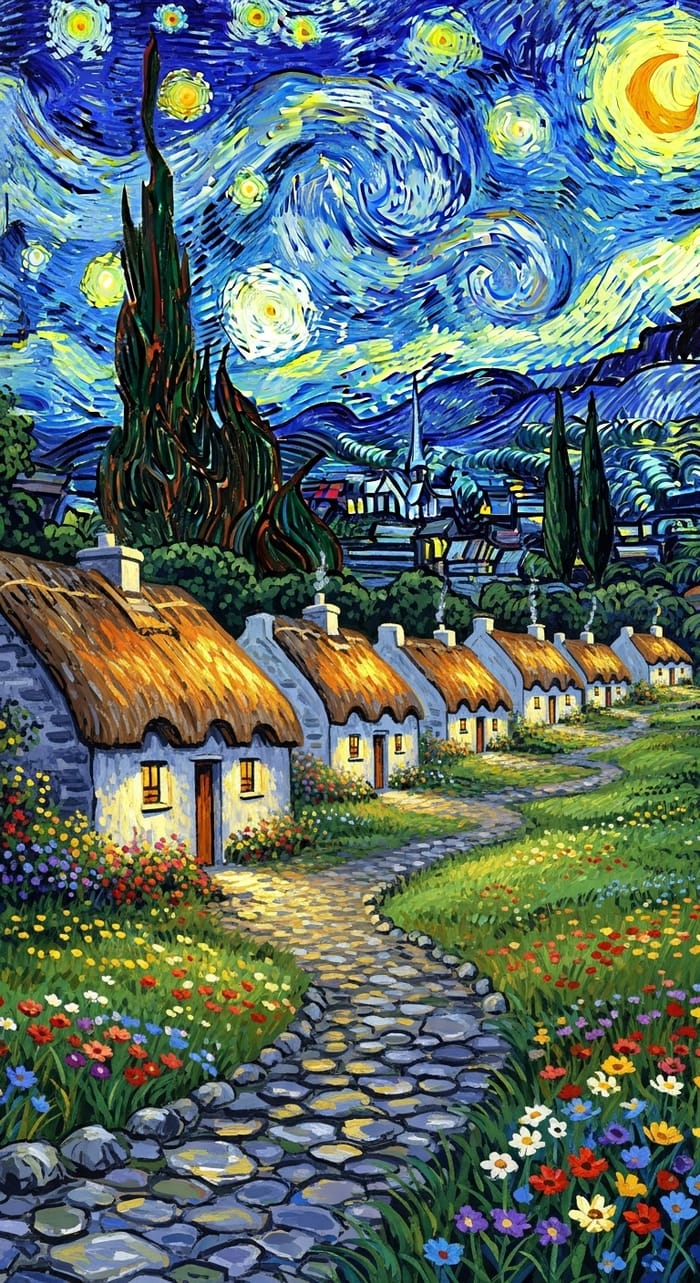 Enchanting Irish Village Under a Starry Sky Enchanting Irish Village Under a Starry Sky