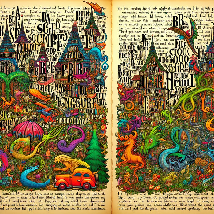 Colorful Enchanted Storybook with Jumbled-up Words