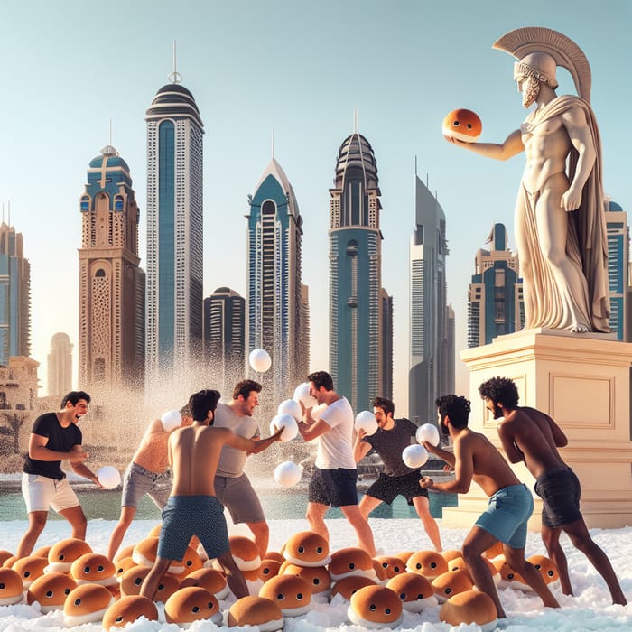 Dubai Bun Fight: Summer Snowball Battle with Greek Mythical Twist Dubai Bun Fight: Summer Snowball Battle with Greek Mythical Twist
