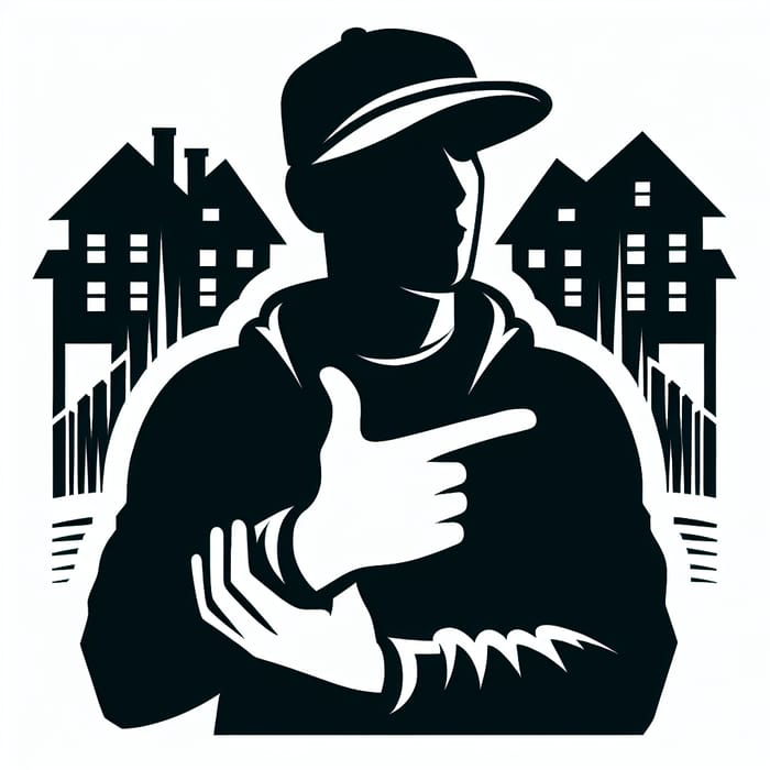 Urban Silhouette Art: Cap-Wearing Person Signifying Neighbourhood Unity