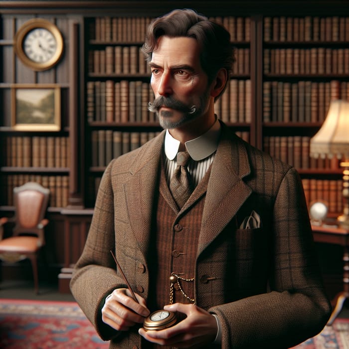 Edwardian Era Gentleman: Vintage Portrait in Library