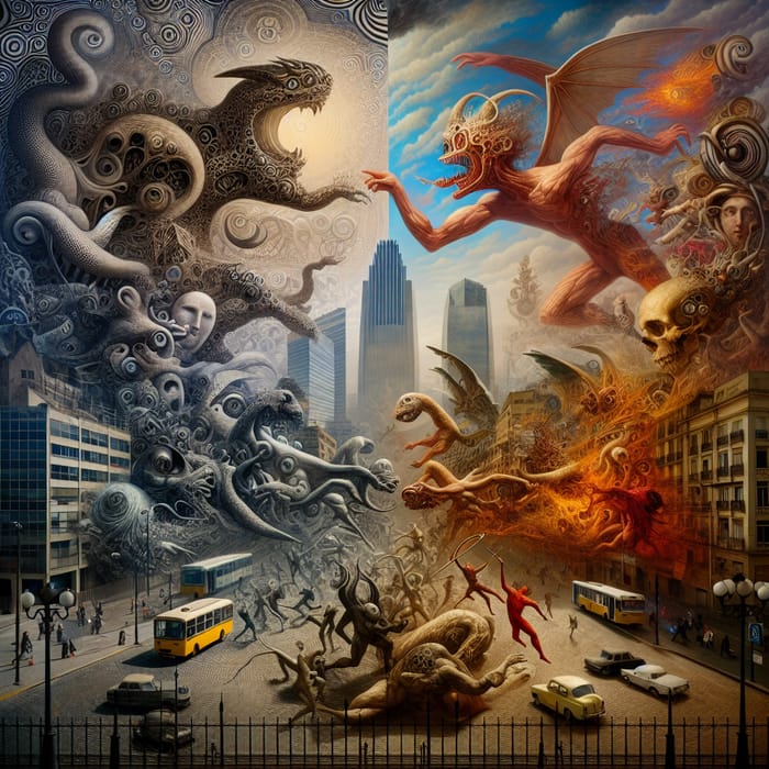 Transformation Battle in Santiago: Unconventional Surrealism Art