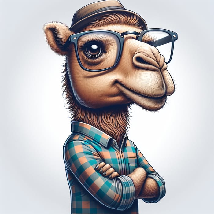 Anthropomorphic Camel Profile Picture with Friendly Expression and Casual Outfit