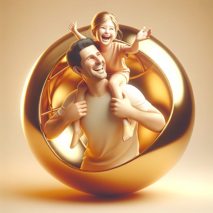 Golden Sphere: Father and Daughter Exude Joyful Bond