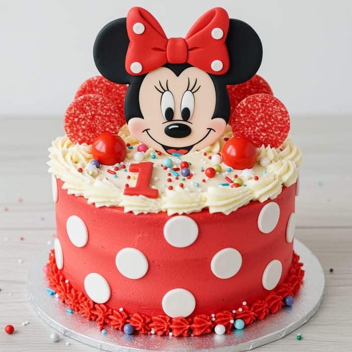 Minnie Mouse Themed 8 Inch Smash Cake